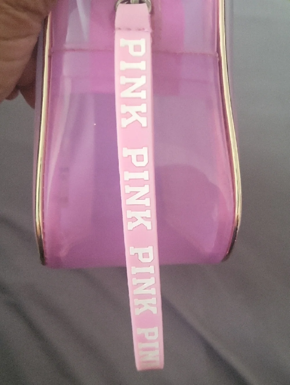 PINK Victoria's Secret Iridescent Lavender-to-Teal Cosmetic Pouch - Picture 5 of 9